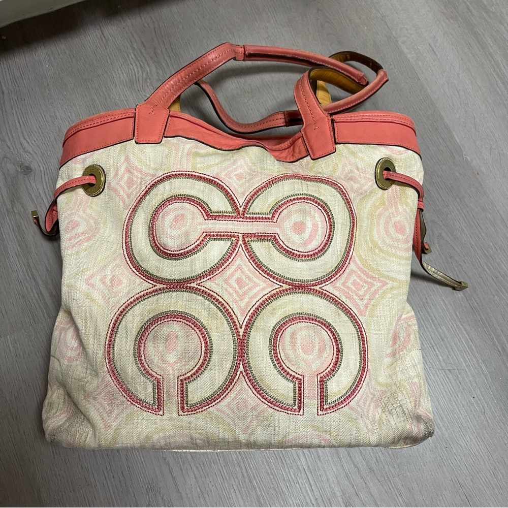 Vintage Coach Aubrey Signature Bag Pink and Cream